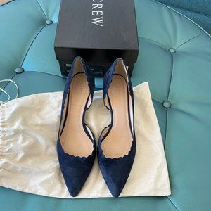 J.Crew Dulce Scalloped Suede Kitten Heels 7.5